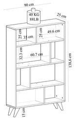 Biblioteca Harby cu Rafturi, Alb, 90 x 25 x 139 cm