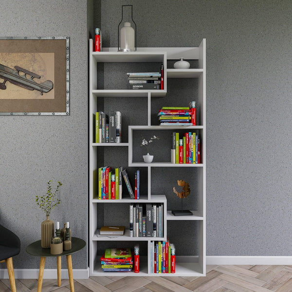 Biblioteca Kalune Design Carrie, Alb, 90x182x22 cm