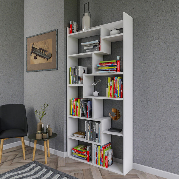 Biblioteca Kalune Design Carrie, Alb, 90x182x22 cm