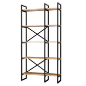 Biblioteca Kinesis cadru metalic 5 rafturi, Stejar, 88 x 175 x 30 cm