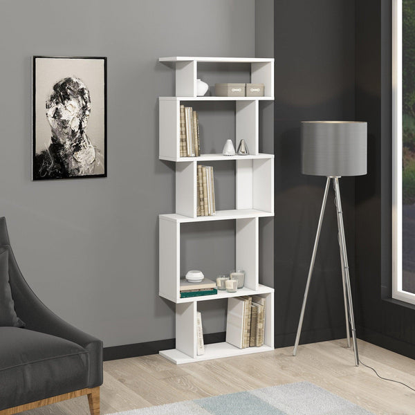 Biblioteca Piramide, Alb, 60x22x160 cm