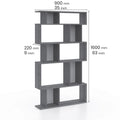 Biblioteca Piramide Wide, Alb, 90x160x22 cm