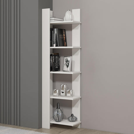 Biblioteca Reeta, Nuc - Alb, 45x26x160 cm