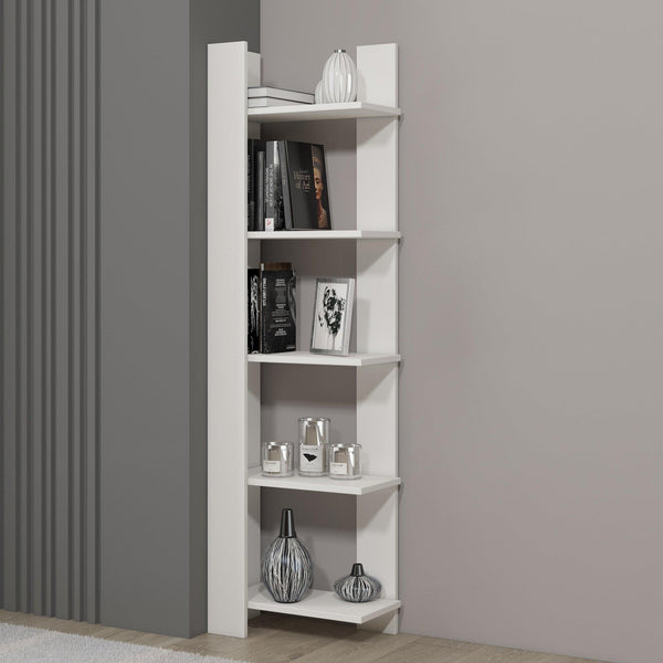 Biblioteca Reeta, Nuc - Alb, 45x26x160 cm