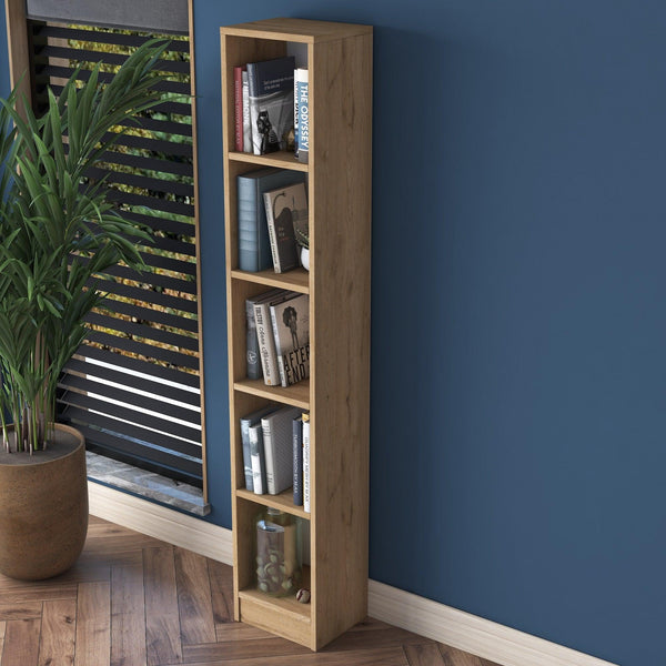 Biblioteca Roxi cu 5 Rafturi, Nuc, 30x170x25 cm