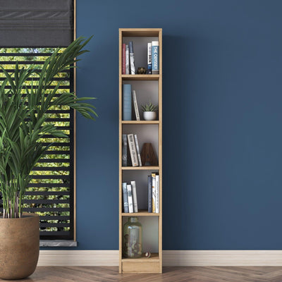 Biblioteca Roxi cu 5 Rafturi, Nuc, 30 X 170 X 25 Cm