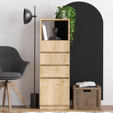 Biblioteca Ruby cu 4 Usi si Raft, Nuc, 40 X 120 X 40 Cm