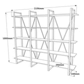 Biblioteca Sous cadru Metal, Crem, 220 x 180 x 34 cm