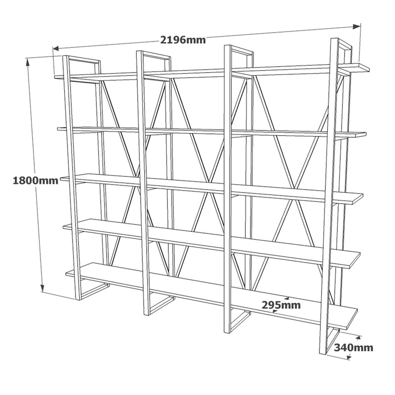 Biblioteca Sous cadru Metal, Crem, 220 x 180 x 34 cm