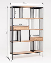 Biblioteca Sultan, 4 Rafturi Larg, Maro, 120 x 180 x 30 cm