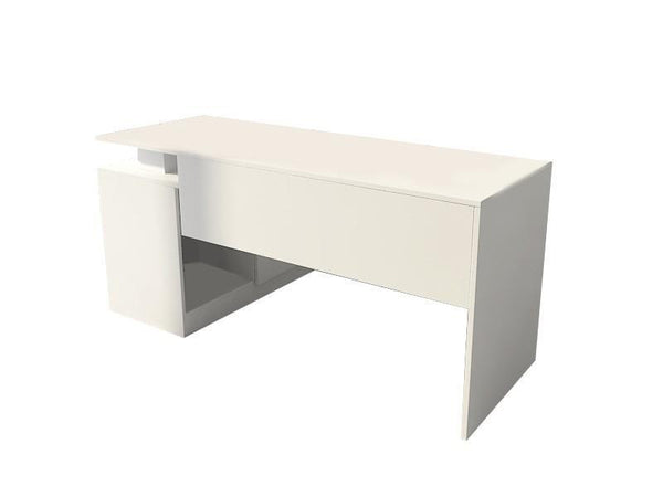 Birou Basak cu 2 Usi si Raft, Alb, 130x74x105 cm