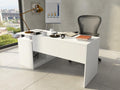 Birou Basak cu 2 Usi si Raft, Alb, 130 x 74 x 105 cm
