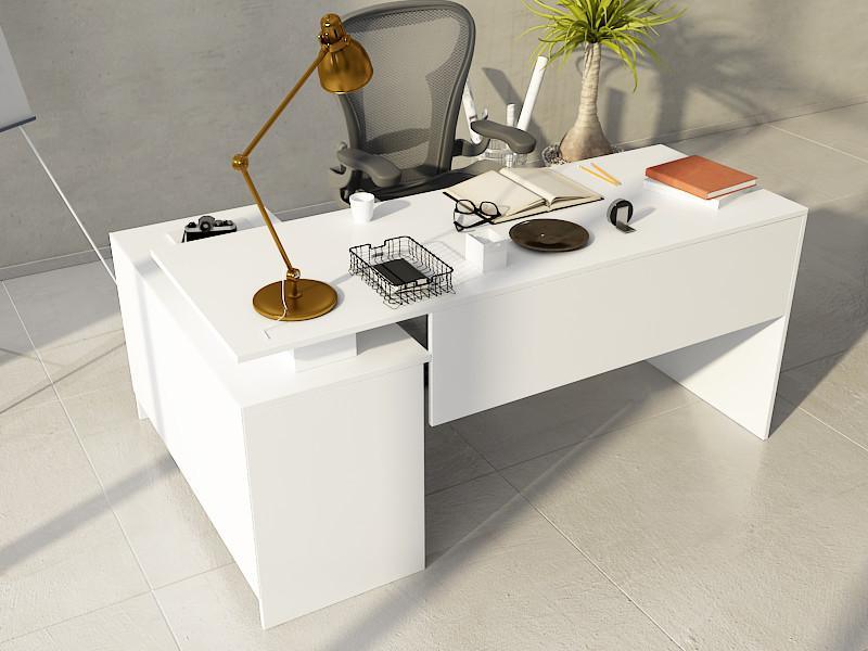 Birou Basak cu 2 Usi si Raft, Alb, 130 x 74 x 105 cm