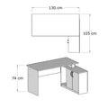 Birou Basak cu 2 Usi si Raft, Alb, 130 x 74 x 105 cm