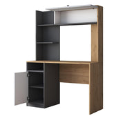 Birou cu Biblioteca Dani cu 2 Usi si 6 Rafturi, Stejar - Gri, 117 X 160 X 46 Cm