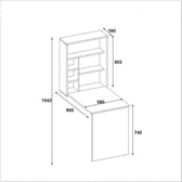 Birou cu raft de perete pliabile Elegant, Alb, 59 x 74 x 90 cm