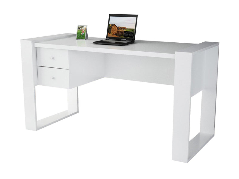 Birou Lord cu 2 sertare, Alb, 159 x 60 x 72 cm