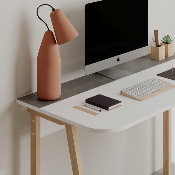 Birou Luton Study Stil scandinav, Alb Mocha deschis - Alb Gri, 120x75x60 cm