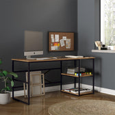 Birou Nonvi Lemn natural cadru Metal, 160 x75 x 60 cm