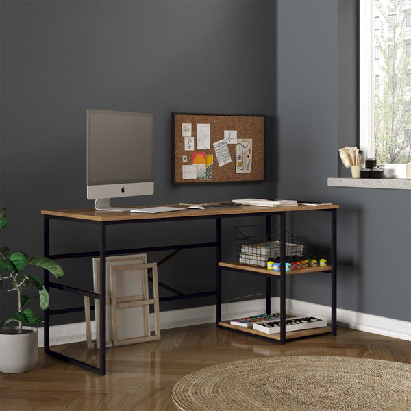 Birou Nonvi Lemn natural cadru Metal, 160x75x60 cm