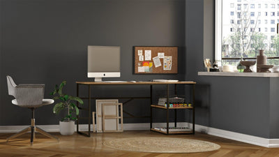 Birou Nonvi Lemn natural cadru Metal, 160 x75 x 60 cm