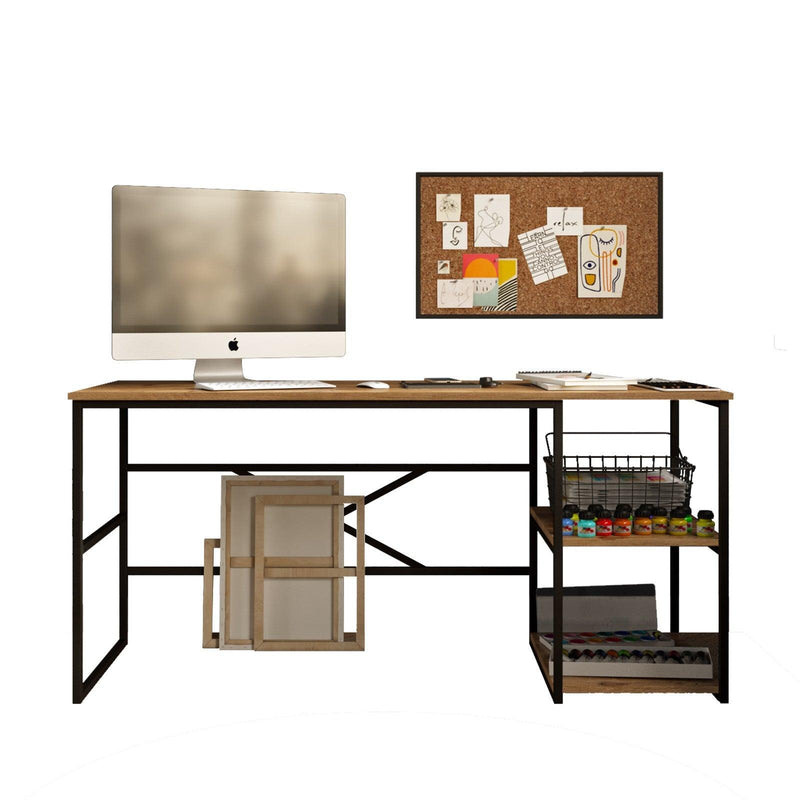 Birou Nonvi Lemn natural cadru Metal, 160 x75 x 60 cm