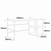 Birou Nonvi Lemn natural cadru Metal, 160 x75 x 60 cm