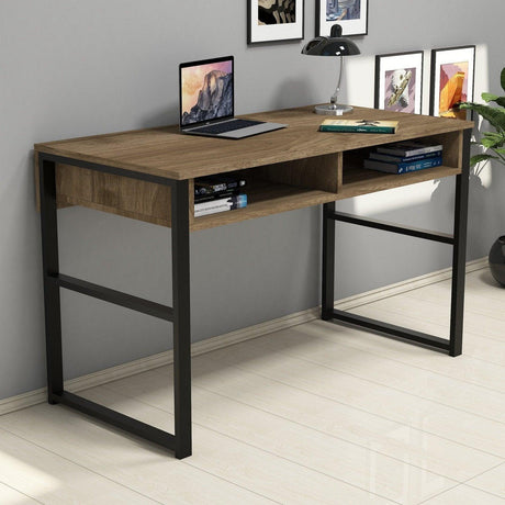 Birou Nove cu 2 Compartimente, Nuc, 120x60x75 cm