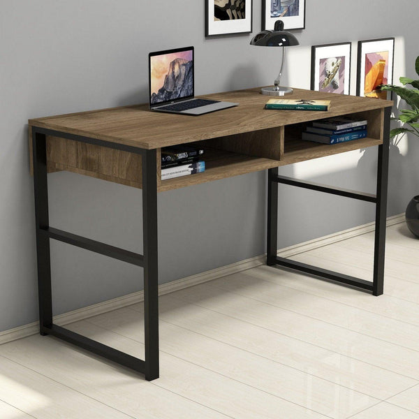 Birou Nove cu 2 Compartimente, Nuc, 120x60x75 cm