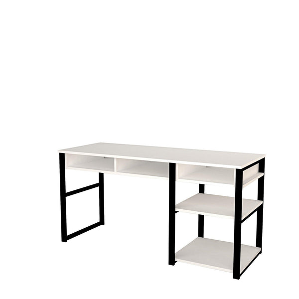 Birou Serho cu 5 rafturi, Alb - Negru, 150x59x76 cm