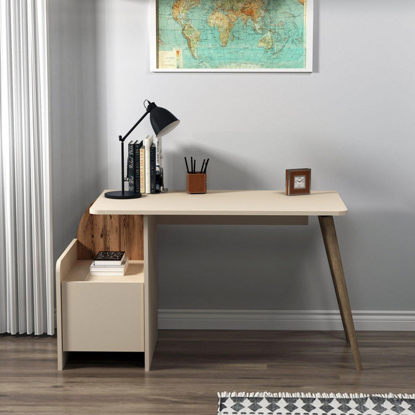 Birou Suave cu Rollbox Design Elegant, Nuc, 125x74x60 cm