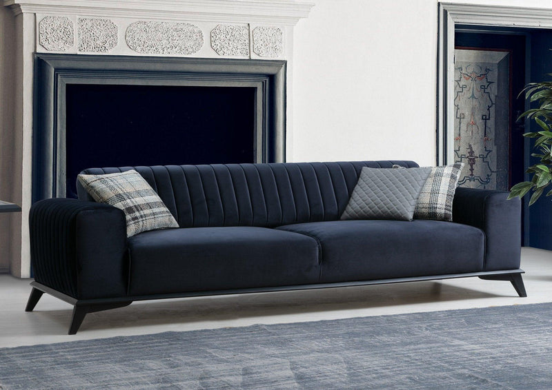 Canapea extensibila cu 3 Locuri Lisa, Albastru Marin, 220 x 92 x 77 cm