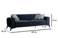 Canapea extensibila cu 3 Locuri Lisa, Albastru Marin, 220 x 92 x 77 cm
