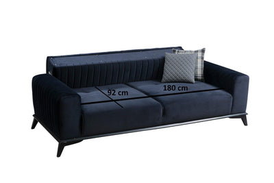 Canapea extensibila cu 3 Locuri Lisa, Albastru Marin, 220 x 92 x 77 cm