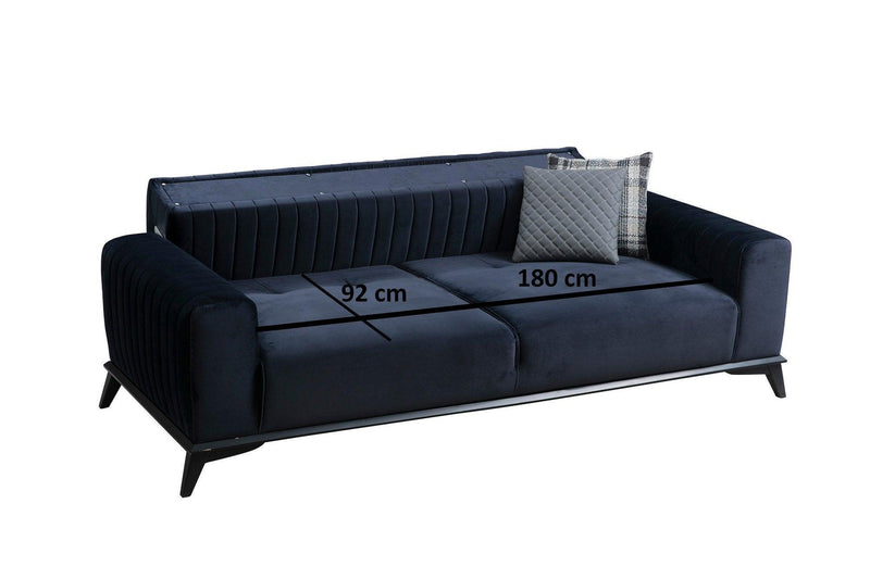 Canapea extensibila cu 3 Locuri Lisa, Albastru Marin, 220 x 92 x 77 cm