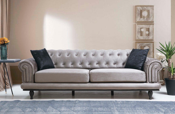 Canapea extensibila cu 3 Locuri Polyanna, Gri, 230x95x78 cm