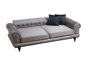 Canapea extensibila cu 3 Locuri Polyanna, Gri, 230 x 95 x 78 cm