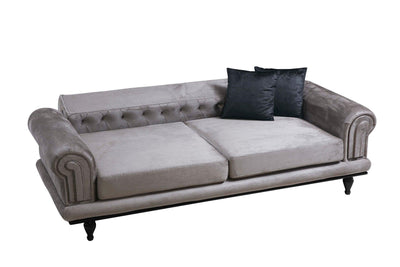 Canapea extensibila cu 3 Locuri Polyanna, Gri, 230 x 95 x 78 cm