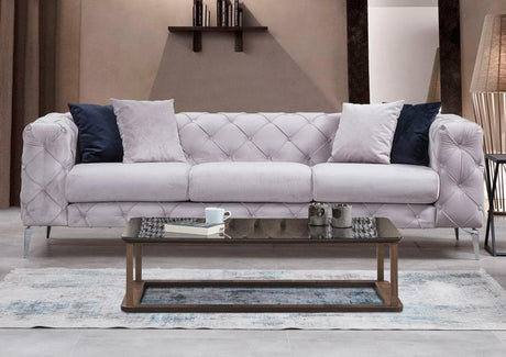 Canapea Fixa cu 3 Locuri Favalli, Chester,  Gri deschis, 230 x 90 x 73 cm