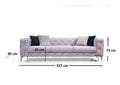 Canapea Fixa cu 3 Locuri Favalli, Chester,  Gri deschis, 230 x 90 x 73 cm