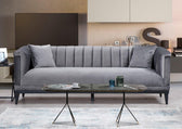 Canapea Fixa cu 3 Locuri Trendy, Gri Inchis, 225 x 89 x 79 cm