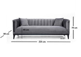 Canapea Fixa cu 3 Locuri Trendy, Gri Inchis, 225 x 89 x 79 cm