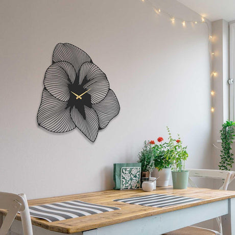 Ceas de perete Azalea Metal Wall Clock - Black, Negru, 70x70 cm