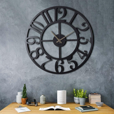 Ceas de perete Circle XL, Negru, 70x1x70 cm