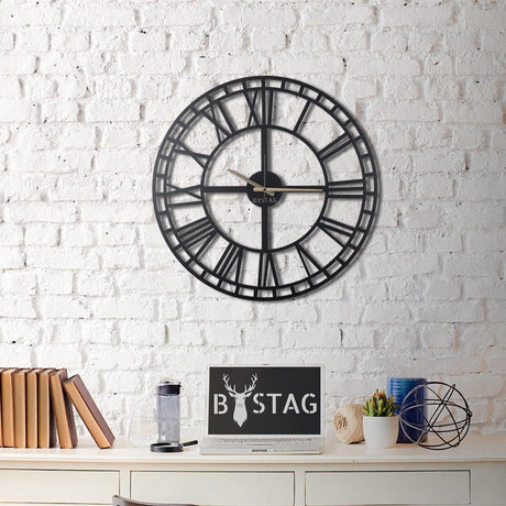 Ceas de perete Classic XL, Negru, 70x70 cm
