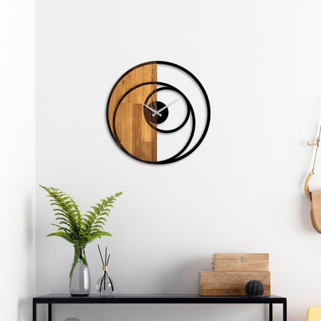 Ceas de perete decorativ din lemn Circle, Nuc, 56x56 cm
