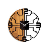 Ceas de perete decorativ din lemn Wooden Clock - 61, Nuc, 56x3x56 cm