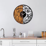 Ceas de perete decorativ din lemn Wooden Clock - 81, Nuc, 56 x 3 x 56 cm