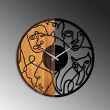 Ceas de perete decorativ din lemn Wooden Clock - 81, Nuc, 56 x 3 x 56 cm