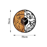 Ceas de perete decorativ din lemn Wooden Clock - 81, Nuc, 56 x 3 x 56 cm